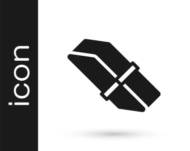 Beyaz arkaplanda siyah silgi ya da kauçuk simgesi var. Vektör.