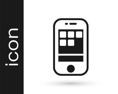 Siyah Akıllı Telefon, beyaz arkaplanda izole edilmiş bir cep telefonu simgesi. Vektör.