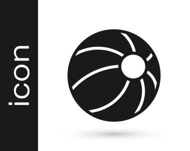 Siyah plaj topu simgesi beyaz arkaplanda izole edildi. Çocuk oyuncağı. Vektör.