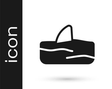 Okyanus dalgası ikonunda siyah köpekbalığı yüzgeci beyaz arka planda izole edilmiş. Vektör.