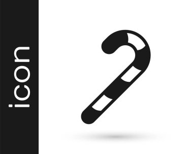 Beyaz arka planda izole edilmiş çizgili siyah Noel şekerleme çubuğu. Mutlu Cadılar Bayramı Partisi. Vektör.