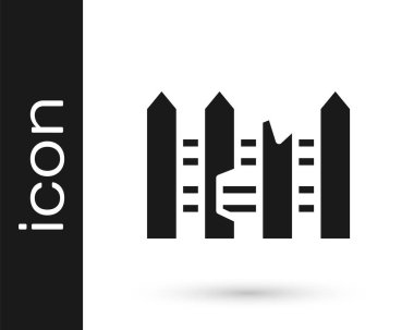 Siyah Bahçe çiti ahşap ikonu beyaz arka planda izole edilmiş. Vektör.