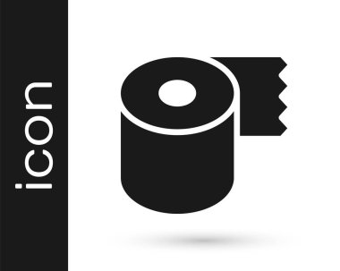 Siyah tuvalet kağıdı rulo simgesi beyaz arkaplanda izole edildi. Vektör.