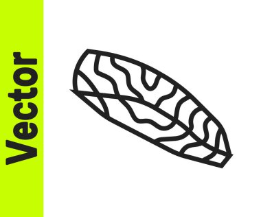 Beyaz arka planda siyah çizgili balık biftek ikonu var. Vektör.