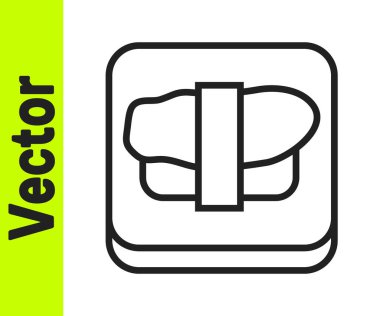 Kesme tahtası simgesindeki siyah çizgi suşisi beyaz arkaplanda izole edilmiş. Tahtada Asya yemeği suşisi. Vektör.