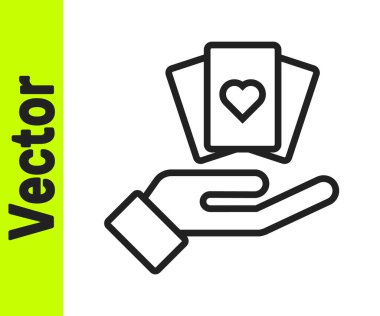 Siyah Çizgili El beyaz arka planda izole edilmiş iskambil kâğıdı simgesi tutuyor. Kumarhane oyun tasarımı. Vektör.