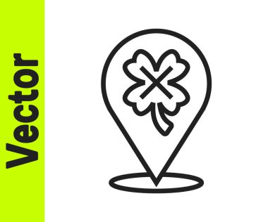 Beyaz zemin üzerinde yonca sembolü olan siyah çizgi kumarhane kumar makinesi. Kumar oyunları. Vektör.