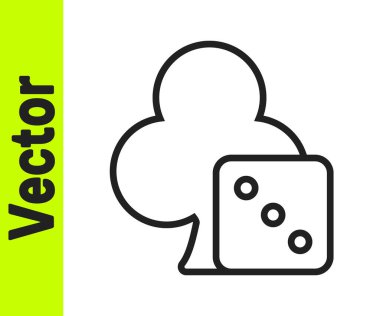 Beyaz arkaplanda siyah çizgi oyun zar simgesi izole. Kumarhane kumarı. Vektör.