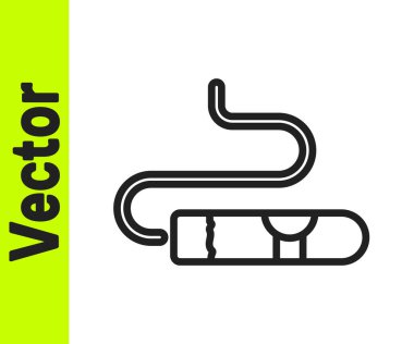 Beyaz arkaplanda siyah çizgi sigara simgesi izole edildi. Vektör.