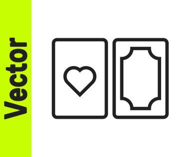 Beyaz arkaplanda izole edilmiş siyah çizgi iskambil simgesi. Kumarhane kumarı. Vektör.