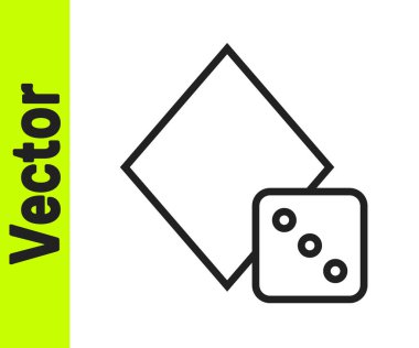 Beyaz arkaplanda siyah çizgi oyun zar simgesi izole. Kumarhane kumarı. Vektör.