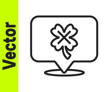 Beyaz zemin üzerinde yonca sembolü olan siyah çizgi kumarhane kumar makinesi. Kumar oyunları. Vektör.