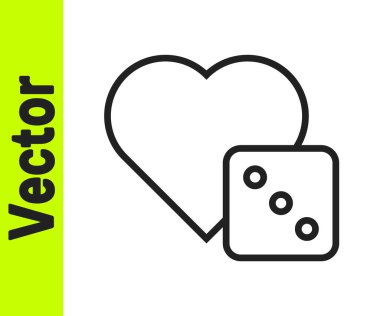 Beyaz arkaplanda siyah çizgi oyun zar simgesi izole. Kumarhane kumarı. Vektör.