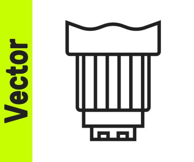 Beyaz arkaplanda siyah çizgi fotoğraf makinesi ikonu izole edildi. Vektör.