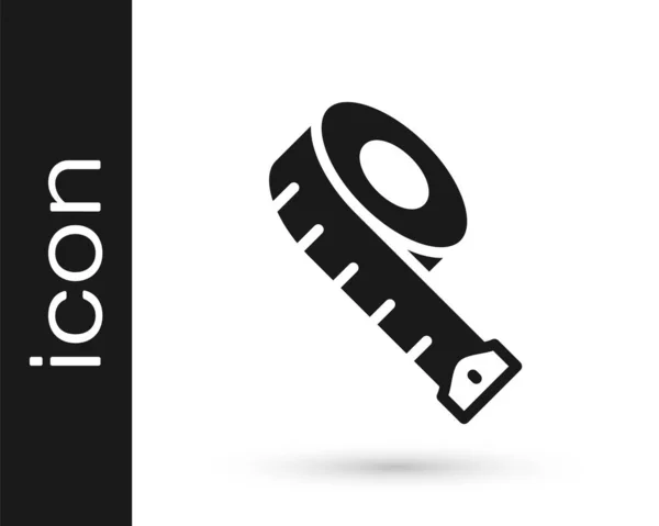 Black Measuring Tape Icon Isolated White Background Tape Measure Vector — 스톡 벡터