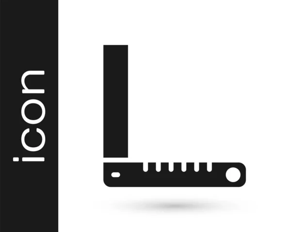 Черный Угол Линейки Значок Изолирован Белом Фоне Setsquare Угловой Рулер — стоковый вектор