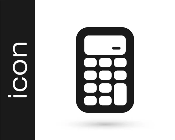 Icono Calculadora Negra Aislado Sobre Fondo Blanco Símbolo Contable Cálculos — Vector de stock