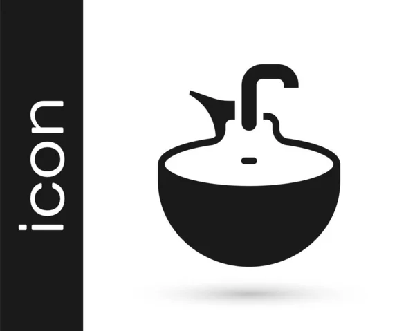 Icono Lavabo Negro Aislado Sobre Fondo Blanco Lavadora Peluquería Con — Vector de stock