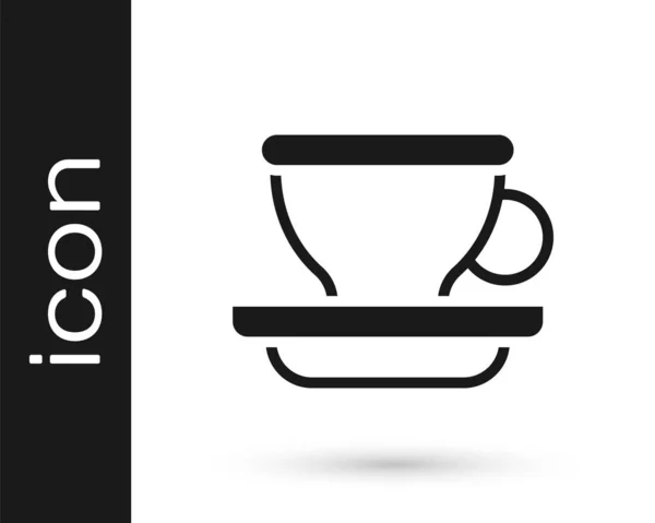 Černá Káva Šálek Ikona Izolované Bílém Pozadí Šálek Čaje Horké — Stockový vektor