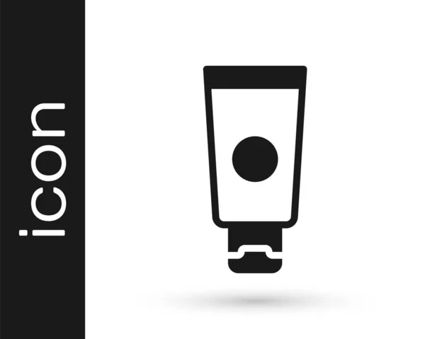 Icône Tube Cosmétique Crème Lotion Noire Isolée Sur Fond Blanc — Image vectorielle