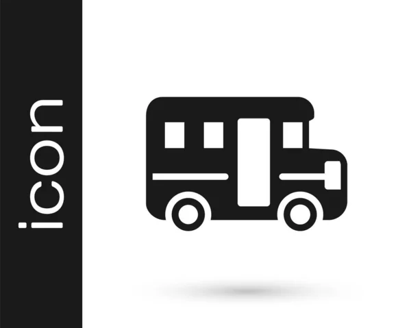 Zwarte School Bus Pictogram Geïsoleerd Witte Achtergrond Openbaar Vervoer Symbool — Stockvector