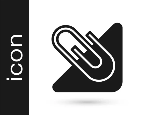 Black Paper Clip Icon Isolated White Background Vector — Stock Vector