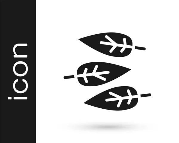 Icône Feuille Noire Isolée Sur Fond Blanc Panneau Des Feuilles — Image vectorielle