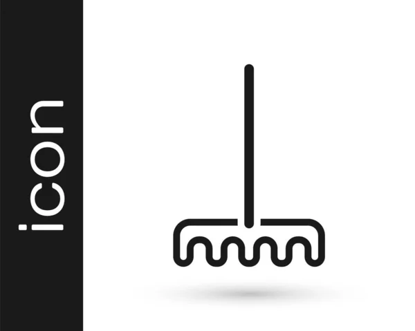 Black Garden Rake Icon Isolated White Background Tool Horticulture Agriculture — 스톡 벡터