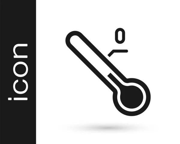 Zwarte Meteorologie Thermometer Meten Pictogram Geïsoleerd Witte Achtergrond Thermometer Apparatuur — Stockvector