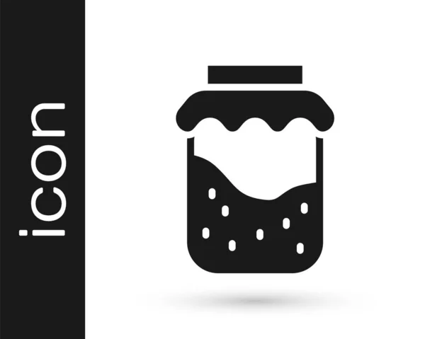 Black Jam Pot Pictogram Geïsoleerd Witte Achtergrond Vector — Stockvector