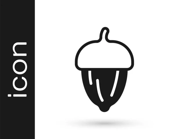 Icono Black Acorn Aislado Sobre Fondo Blanco Vector — Vector de stock