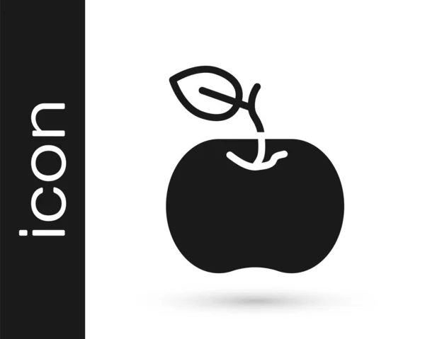 Ícone Preto Apple Isolado Fundo Branco Excesso Peso Menu Dieta — Vetor de Stock