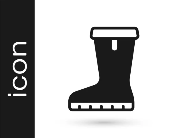 Black Waterproof Rubber Boot Icon Isolated White Background Gumboots Rainy — Stock Vector