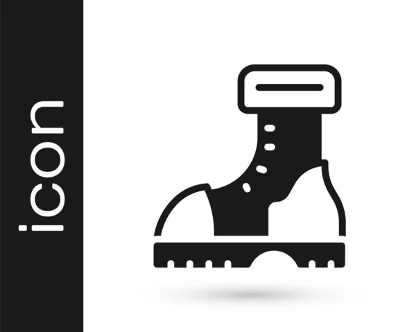 Icono Bota Goma Impermeable Negro Aislado Sobre Fondo Blanco Botas — Vector de stock