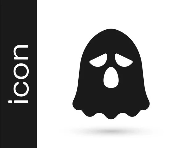 Черный Призрак Белом Фоне Счастливого Хэллоуина Вектор — стоковый вектор