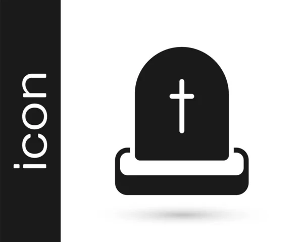 Чорна Гробниця Rip Написаним Ній Іконою Ізольованою Білому Тлі Могила — стоковий вектор