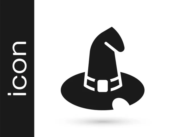 Black Witch Hut Symbol Isoliert Auf Weißem Hintergrund Frohe Halloween — Stockvektor