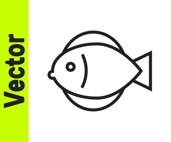 Black Line Fish Icon Isolated White Background Vector — Stock Vector