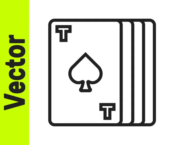 Schwarze Linie Deck Von Spielkarten Symbol Isoliert Auf Weißem Hintergrund — Stockvektor