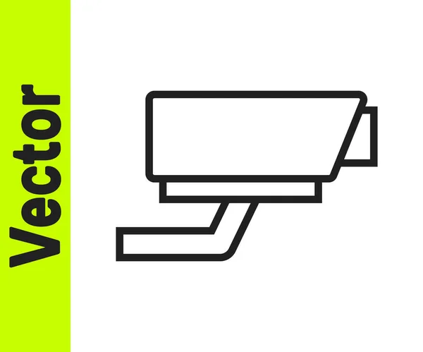 Zwarte Lijn Beveiligingscamera Pictogram Geïsoleerd Witte Achtergrond Vector — Stockvector