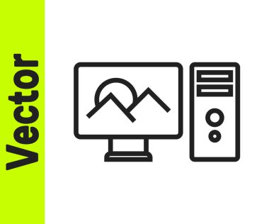 Siyah çizgi Fotoğraf rötuşlama simgesi beyaz arkaplanda izole edildi. Fotoğrafçı, fotoğrafçılık, rötuş ikonu. Vektör.