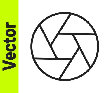 Siyah çizgi kamera deklanşör simgesi beyaz arkaplanda izole edildi. Vektör.