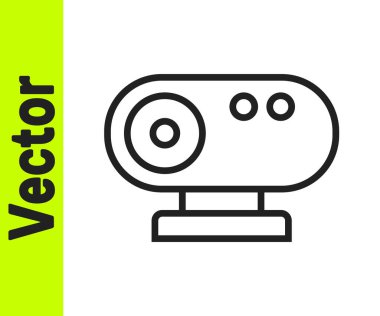 Siyah çizgi web kamera simgesi beyaz arkaplanda izole edildi. Sohbet kamerası. Web kamerası simgesi. Vektör.