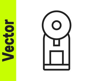 Siyah çizgi Akıllı kahve makinesi simgesi beyaz arkaplanda izole edildi. İnternet kavramının kablosuz bağlantısı. Vektör.