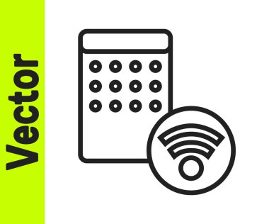 Siyah çizgi hava nemlendirici simgesi beyaz arka planda izole edildi. Taşınabilir elektrikli ev aletleri, ev havası temizleme ve nemlendirme. Vektör.