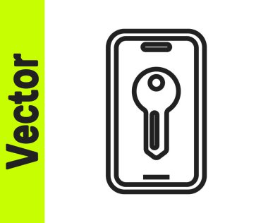 Siyah çizgi Akıllı anahtar simgesi beyaz arkaplanda izole edildi. Vektör.