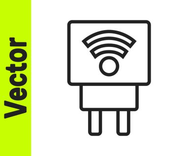 Siyah çizgi Akıllı elektrik dolgu sistemi simgesi beyaz arkaplanda izole edildi. İnternet kavramının kablosuz bağlantısı. Vektör.
