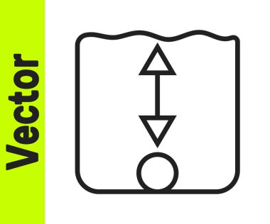 Siyah çizgi derinlik ölçüm simgesi beyaz arkaplanda izole edildi. Su derinliği. Vektör.