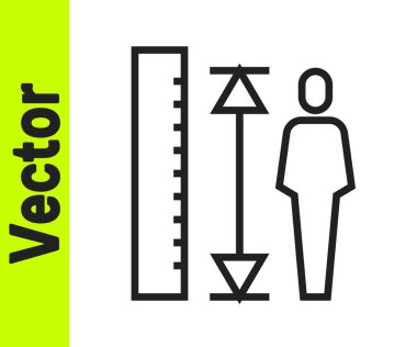 Siyah çizgi, beyaz arkaplanda izole edilmiş boy boy simgesi ölçülüyor. Vektör.