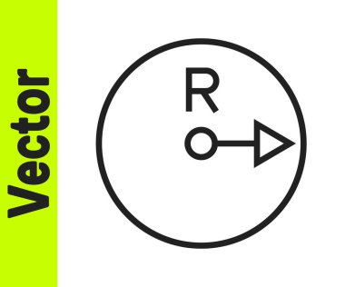 Siyah çizgi yarıçapı simgesi beyaz arkaplanda izole edildi. Vektör.